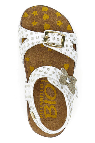 Sandali bianchi con fiore e stampa pois Pittarello Bio 257A084SR