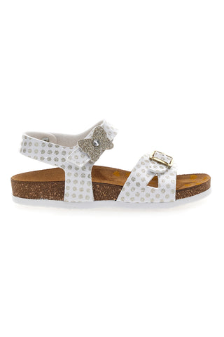 Weiße Sandalen mit Glitzer und Doppelschnalle PITTARELLO BIO 257A084SR