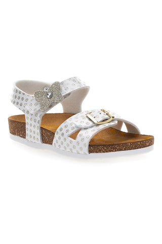 Weiße Sandalen mit Glitzer und Doppelschnalle PITTARELLO BIO 257A084SR