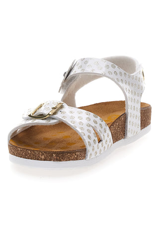 Weiße Sandalen mit Glitzer und Doppelschnalle PITTARELLO BIO 257A084SR