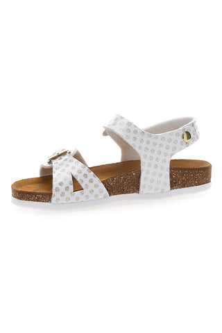 Weiße Sandalen mit Glitzer und Doppelschnalle PITTARELLO BIO 257A084SR