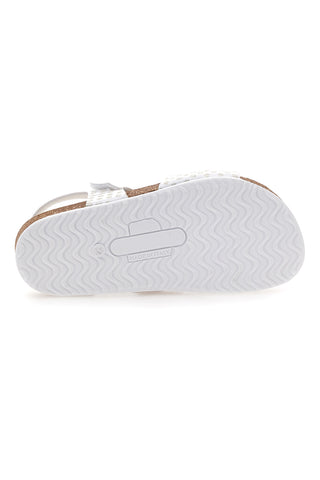 Weiße Sandalen mit Glitzer und Doppelschnalle PITTARELLO BIO 257A084SR