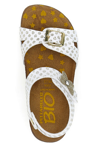 Weiße Sandalen mit Glitzer und Doppelschnalle PITTARELLO BIO 257A084SR