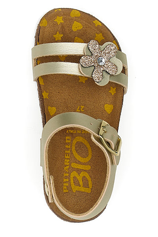 Sandali oro con fiore glitter Pittarello Bio 257A007SR