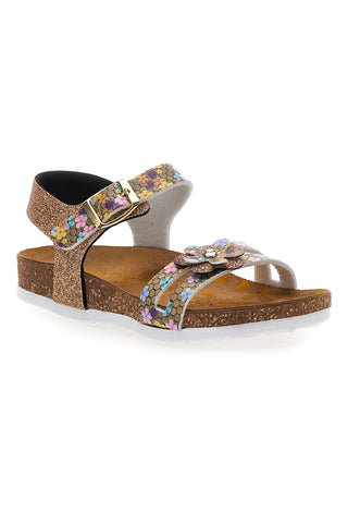 Beige Sandalen mit farbigen Strasssteinen Pittarello Bio 257A007SR