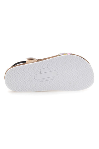 Beige Sandalen mit farbigen Strasssteinen Pittarello Bio 257A007SR