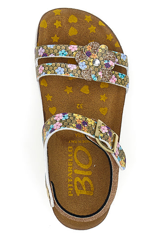 Beige Sandalen mit farbigen Strasssteinen Pittarello Bio 257A007SR