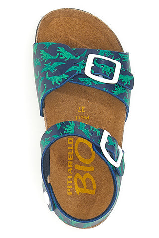 Sandali verdi con stampa jungle e doppia fibbia PITTARELLO BIO 257A066SR