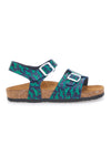 Sandali blu e verdi con stampa jungle e doppia fibbia PITTARELLO BIO 257A066SR