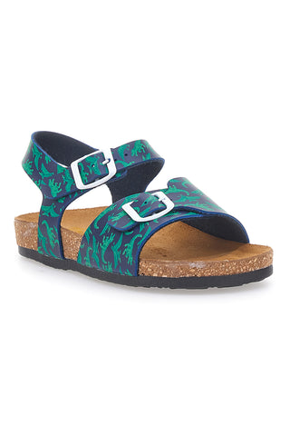 Sandali blu e verdi con stampa jungle e doppia fibbia PITTARELLO BIO 257A066SR