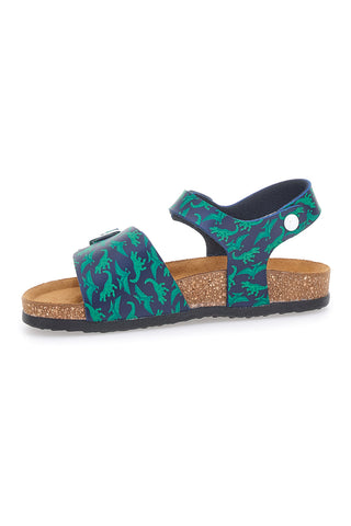 Sandali blu e verdi con stampa jungle e doppia fibbia PITTARELLO BIO 257A066SR