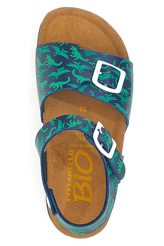 Sandali blu e verdi con stampa jungle e doppia fibbia PITTARELLO BIO 257A066SR