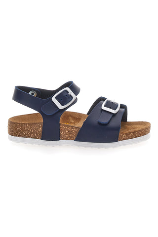 Einfarbige blaue Sandalen mit Fußbett in Korkoptik PITTARELLO BIO 257A066SR