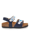 Sandali blu con fantasia marina e plantare in sughero PITTARELLO BIO 257A066SR