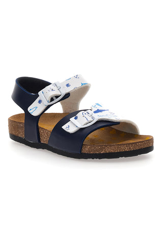 Sandali blu con cinturini stampati e plantare preformato Pittarello Bio 257A066SR