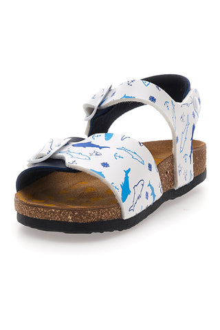 Sandali blu con cinturini stampati e plantare preformato Pittarello Bio 257A066SR