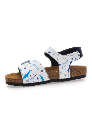 Sandali blu con cinturini stampati e plantare preformato Pittarello Bio 257A066SR