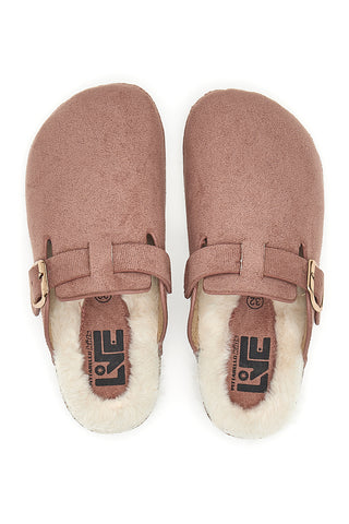 Pantofole rosa con fibbia e interno con pelo Pittarello Love 1071