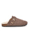 Pantofole marroni con fibbia e interno con pelo Pittarello Love 1071