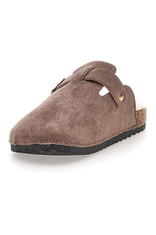 Pantofole marroni con fibbia e interno con pelo Pittarello Love 1071