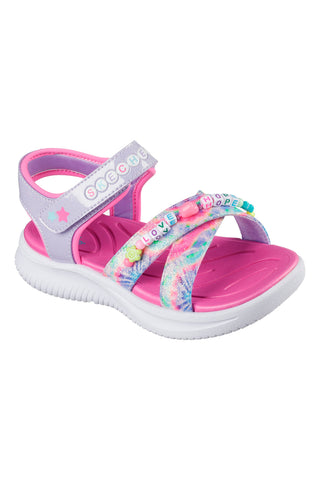 Sandali rosa con stampa tie dye Skechers Jumpsters Sandal Tie Dye Bffs