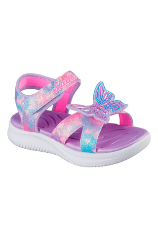 Fliederfarbene Sandalen mit Schmetterlingsfarben Skechers Jumpsters Sandale Butterfly Brights