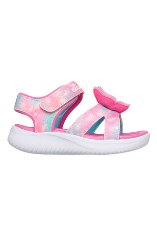 Pinke Sandalen mit Schmetterlingsfarben Skechers Jumpsters Sandale Butterfly Brights