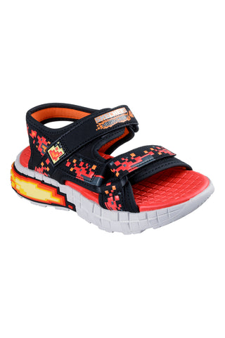 Schwarze und rote Sportsandalen mit Pixeldruck Skechers Mega-Splash 4K