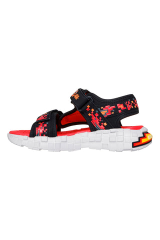 Schwarze und rote Sportsandalen mit Pixeldruck Skechers Mega-Splash 4K