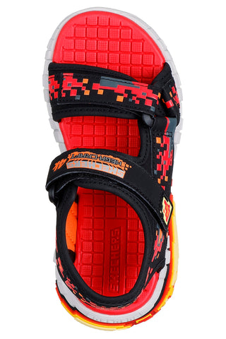 Schwarze und rote Sportsandalen mit Pixeldruck Skechers Mega-Splash 4K