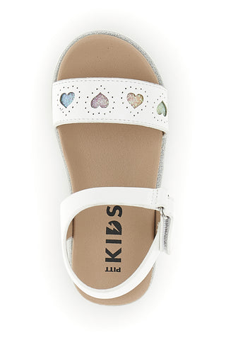 Sandali primi passi bianchi con cuoricini Pitt kids 392616S