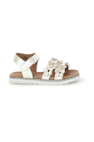 Weiße Sandalen mit Blumenapplikationen Pitt Kinder 392618S