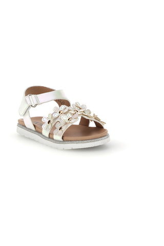Sandali bianchi con applicazioni floreali Pitt kids 392618S