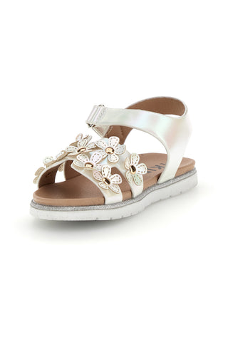 Weiße Sandalen mit Blumenapplikationen Pitt Kinder 392618S