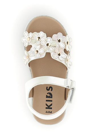 Weiße Sandalen mit Blumenapplikationen Pitt Kinder 392618S