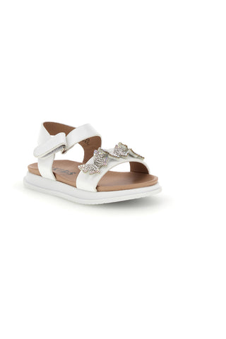 Sandali primi passi bianchi con strass a farfalla Pitt kids 392620S