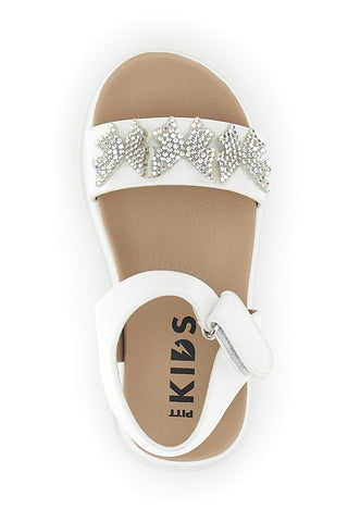 Sandali primi passi bianchi con strass a farfalla Pitt kids 392620S