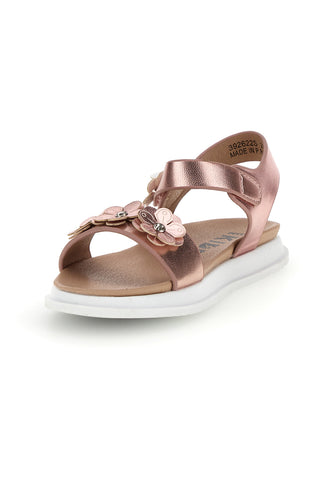 Sandali primi passi rosa con applicazioni floreali Pitt kids 392622S