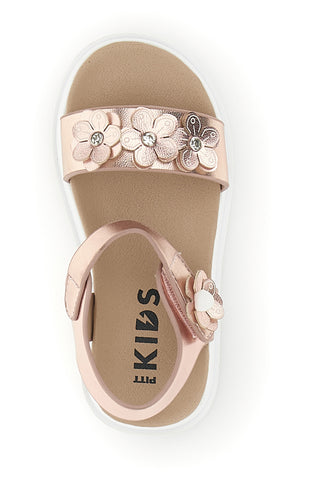 Sandali primi passi rosa con applicazioni floreali Pitt kids 392622S