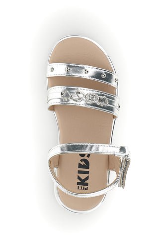Sandali argento con charm con brillantini Pitt kids 392624S