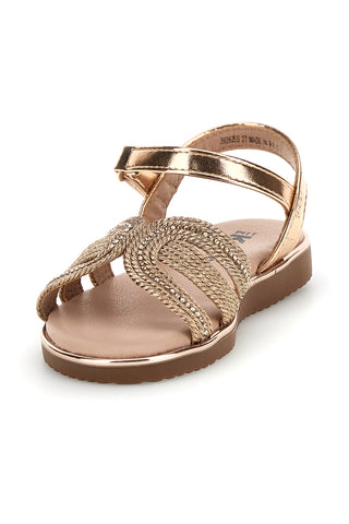 Sandali oro rosa con cinturini intrecciati Pitt kids 392625S