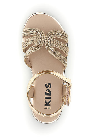 Sandali oro rosa con cinturini intrecciati Pitt kids 392625S