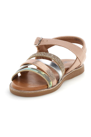 Sandali rosa oro fibbia regolabile Pitt kids 392633S