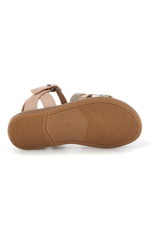Sandali rosa oro fibbia regolabile Pitt kids 392633S
