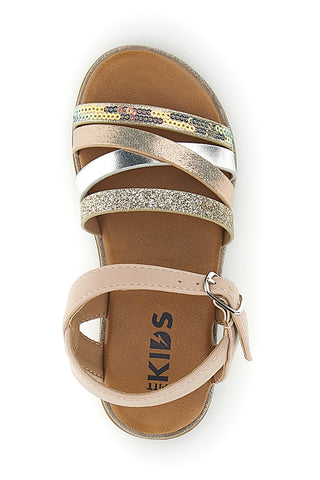 Sandali rosa oro fibbia regolabile Pitt kids 392633S