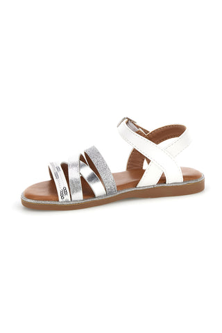 Silberne weiße Sandalen mit verstellbarer Schnalle Pitt Kinder 392633S