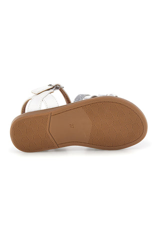Sandali bianco argento fibbia regolabile Pitt kids 392633S