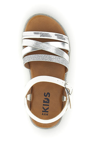 Silberne weiße Sandalen mit verstellbarer Schnalle Pitt Kinder 392633S