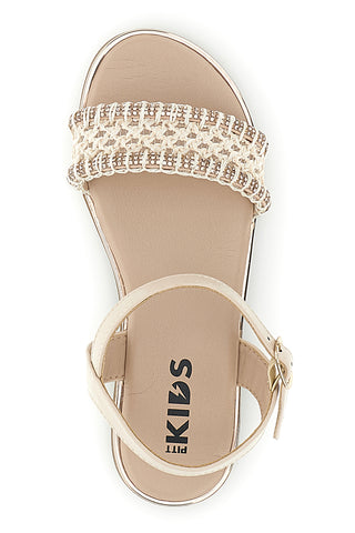 Beige Sandalen mit geflochtenem Riemen Pitt Kinder 392628S