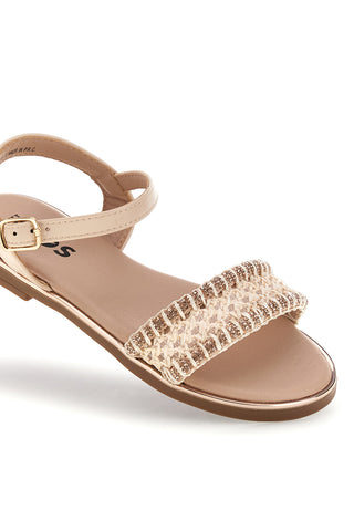 Beige Sandalen mit geflochtenem Riemen Pitt Kinder 392628S